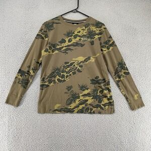 Nike Top Womens Small Camo Floral Force is Female Long Sleeve T Shirt Boxy Green